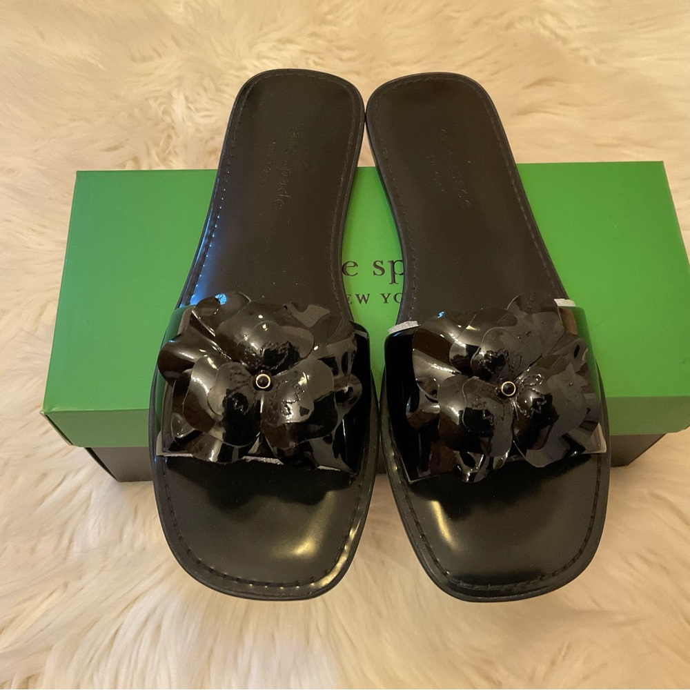 Kate Spade Santana Slides Sandals - New in Box - Size 8 - Black - Picture 2 of 10